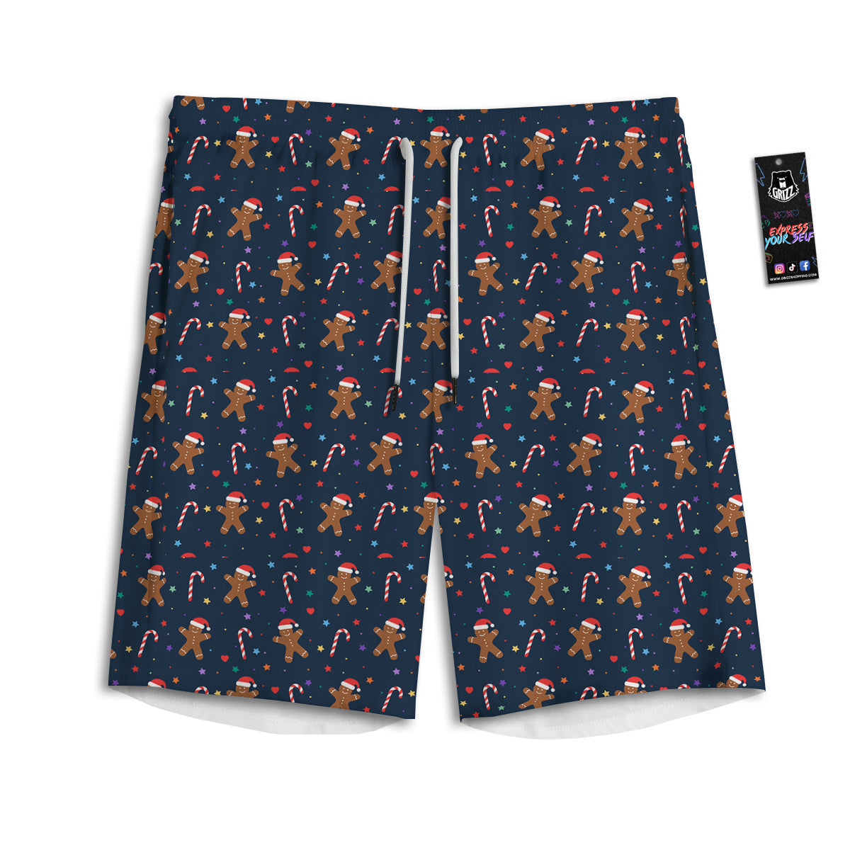 Gingerbread Christmas Print Pattern Men's Athletic Shorts