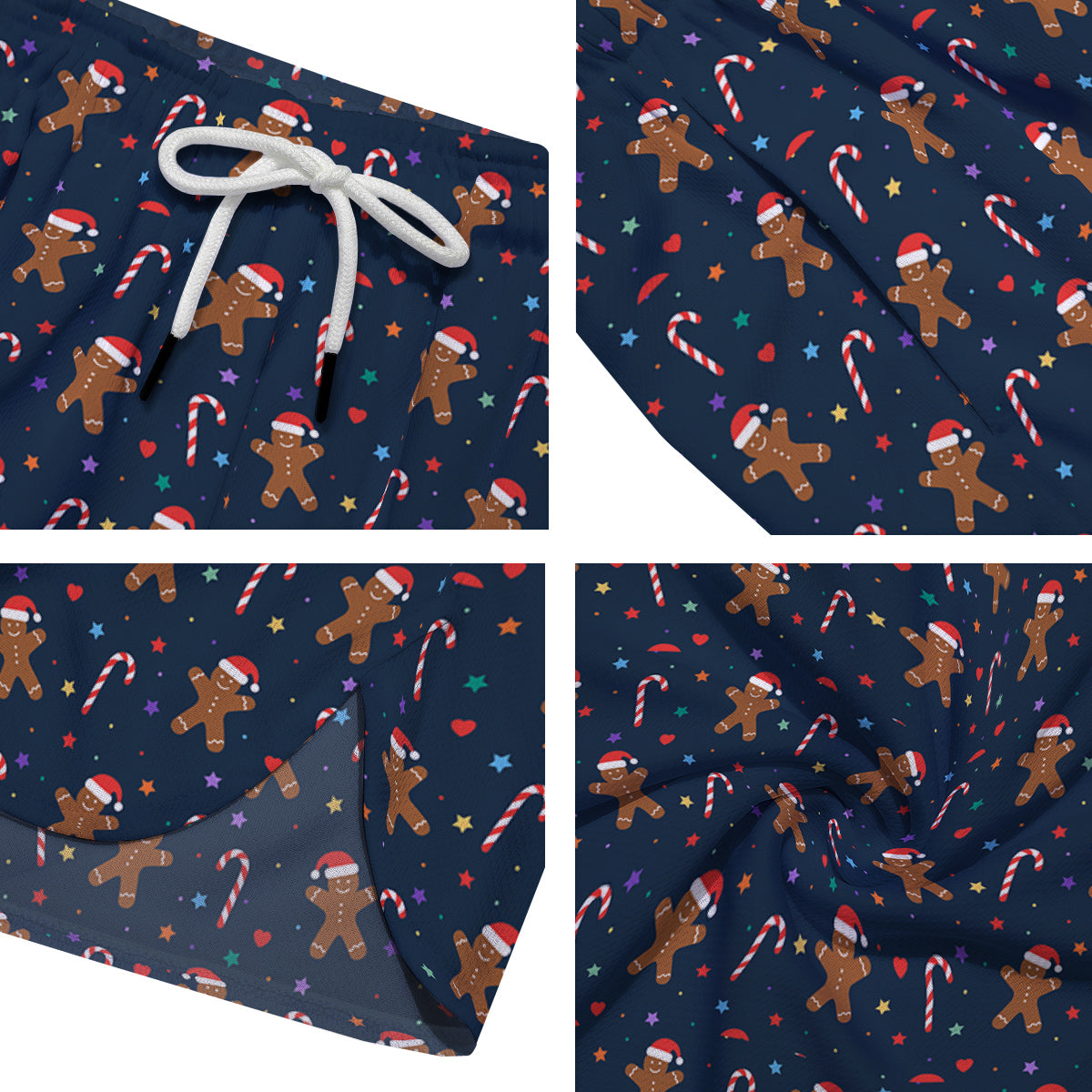 Gingerbread Christmas Print Pattern Men's Running Shorts-grizzshop