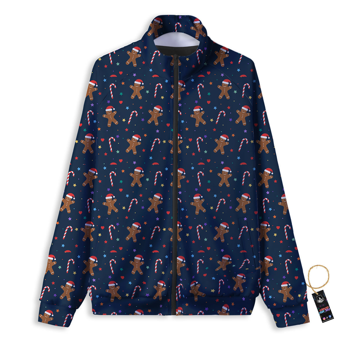 Gingerbread Christmas Print Pattern Track Jacket-grizzshop
