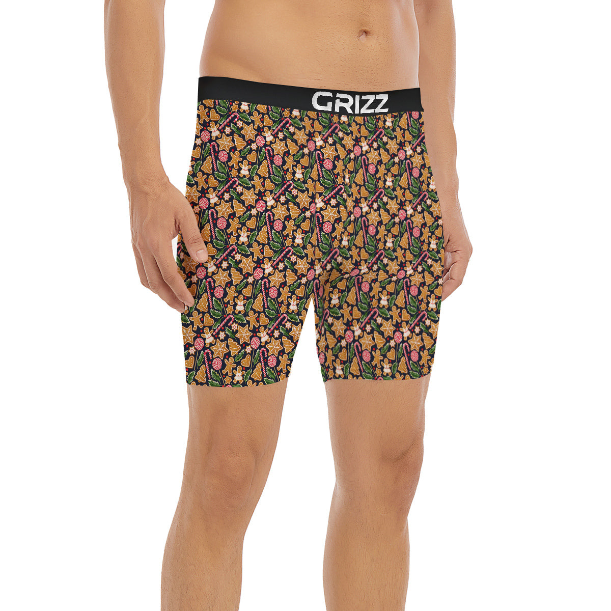 Gingerbread Cute Print Pattern Boxer Briefs-grizzshop