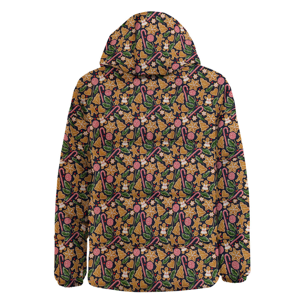 Gingerbread Cute Print Pattern Down Jacket-grizzshop