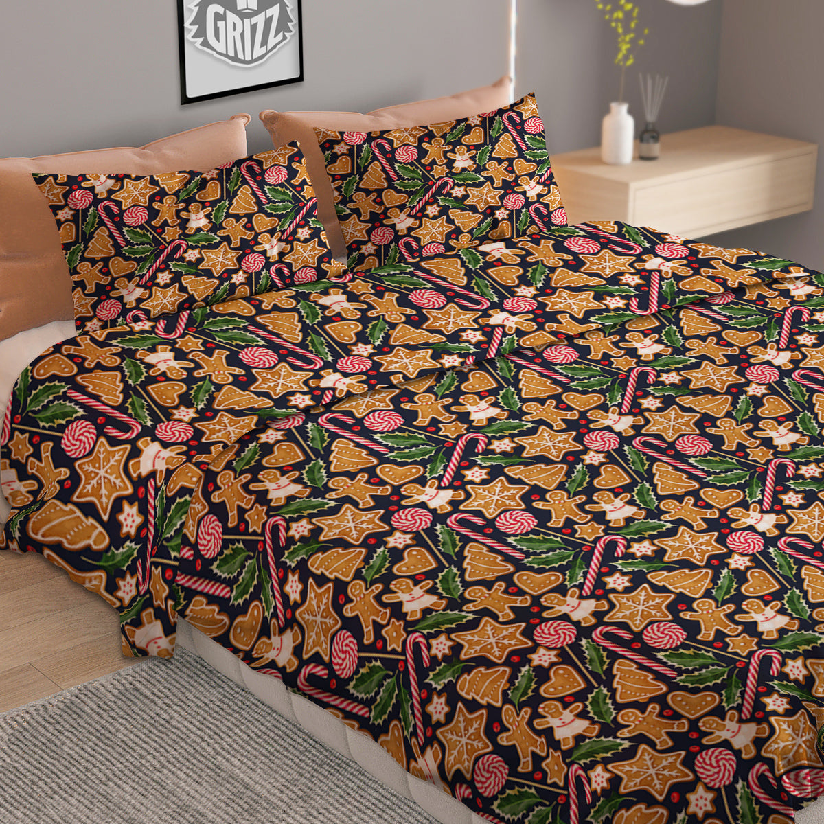 Gingerbread Cute Print Pattern Duvet Cover Bedding Set