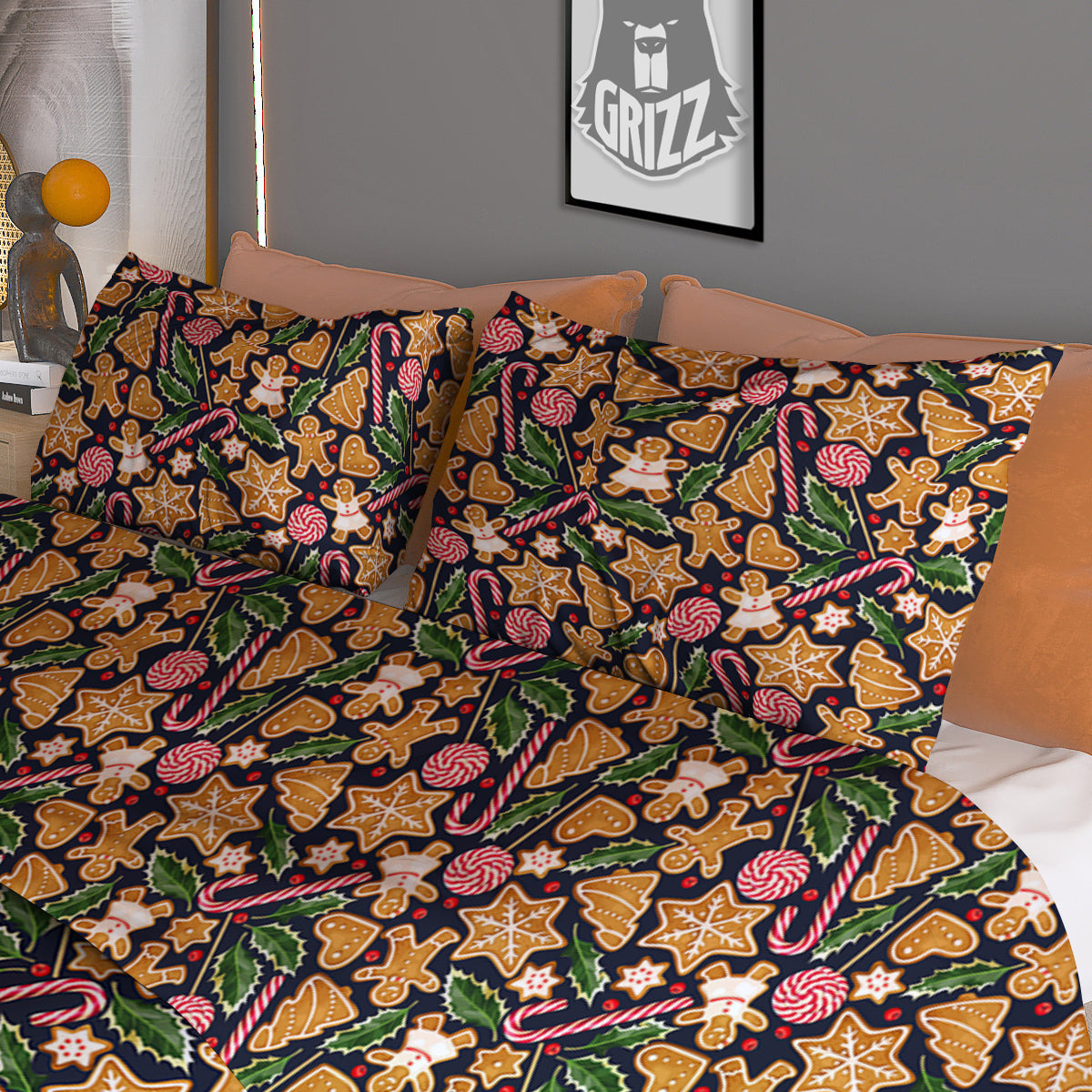 Gingerbread Cute Print Pattern Duvet Cover Bedding Set