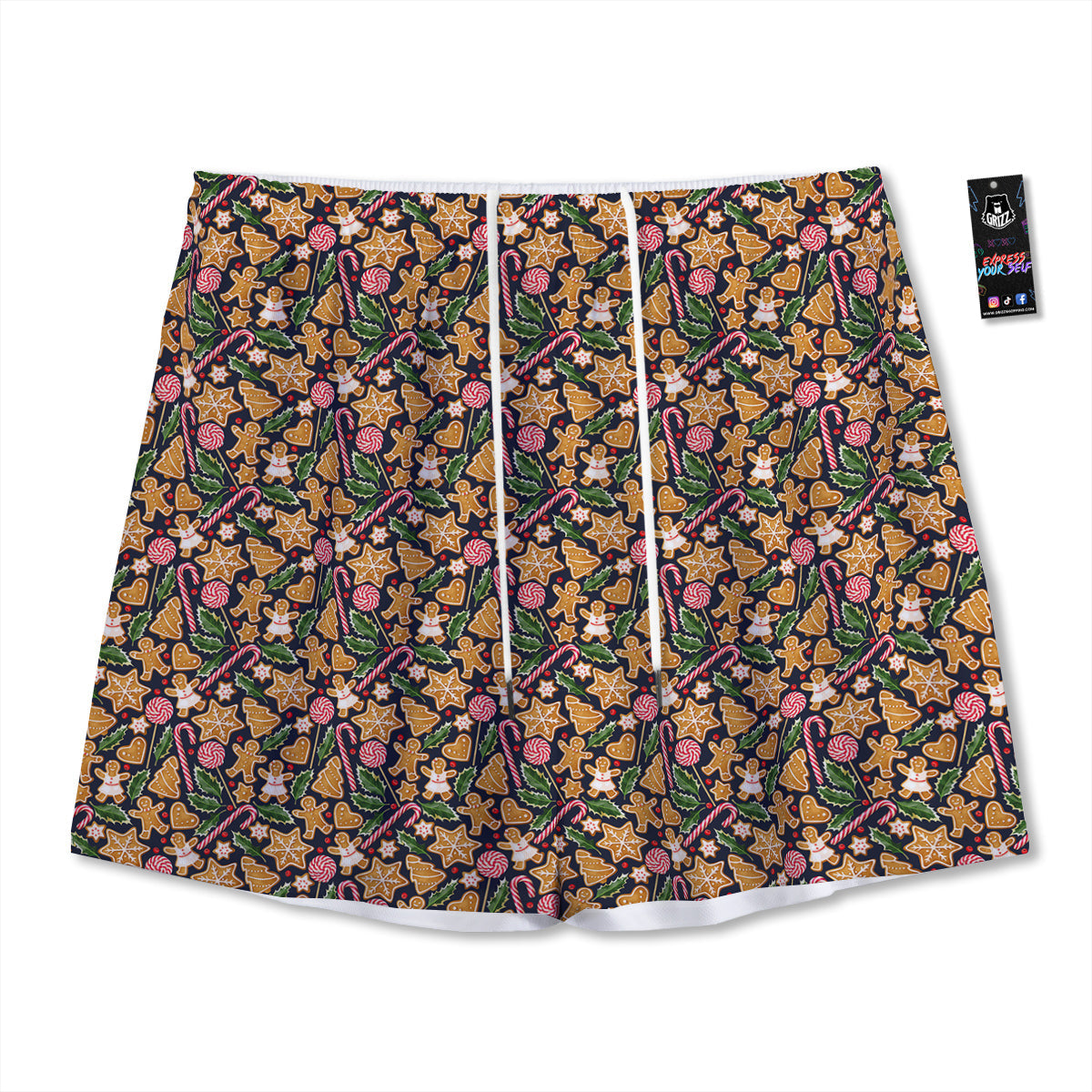 Gingerbread Cute Print Pattern Mesh Shorts