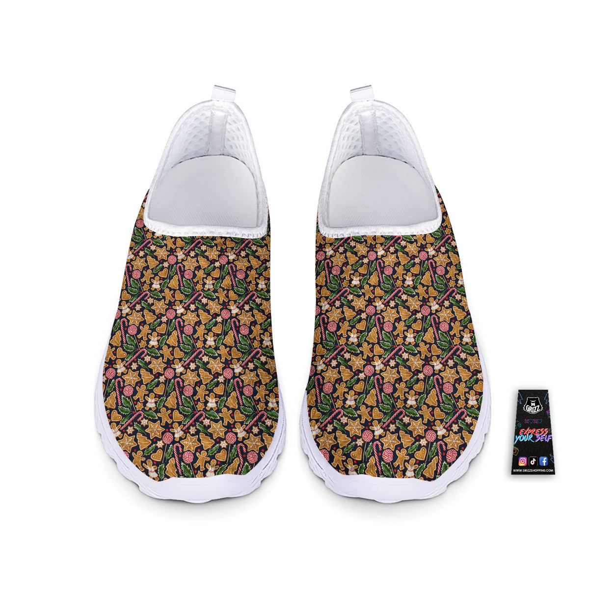 Gingerbread Cute Print Pattern Nurse Shoes-grizzshop