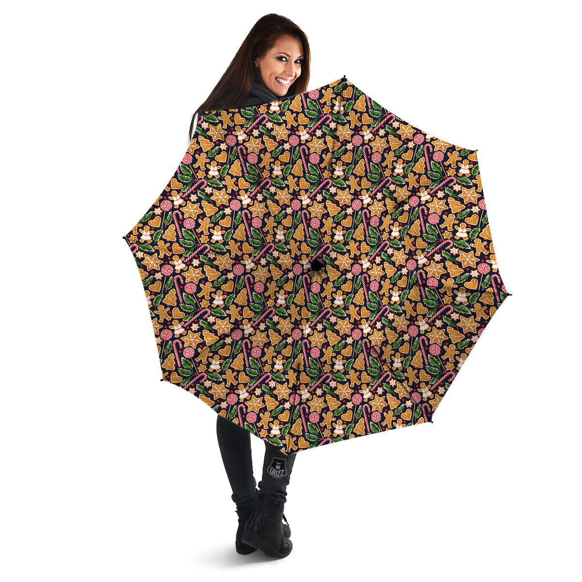 Gingerbread Cute Print Pattern Umbrella-grizzshop