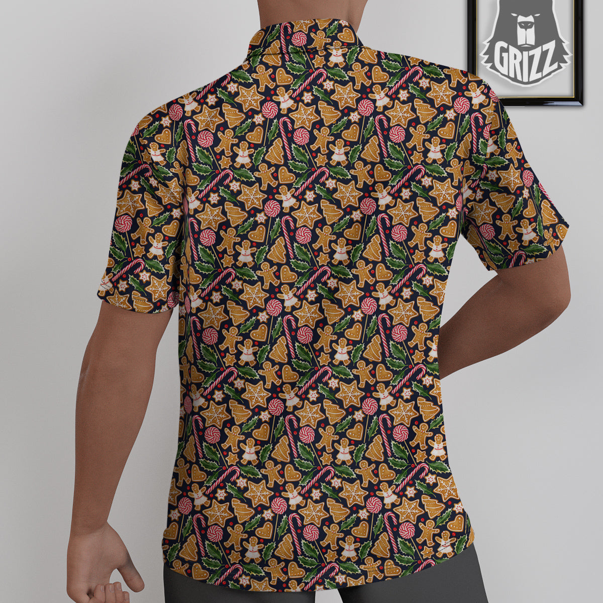Gingerbread Cute Print Pattern Untucked Shirts-grizzshop