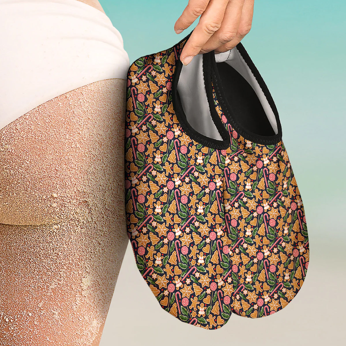 Gingerbread Cute Print Pattern Water Shoes-grizzshop