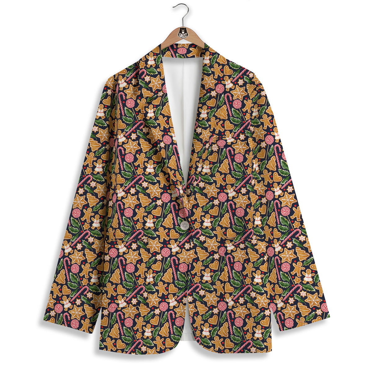 Gingerbread Cute Print Pattern Women's Blazer-grizzshop