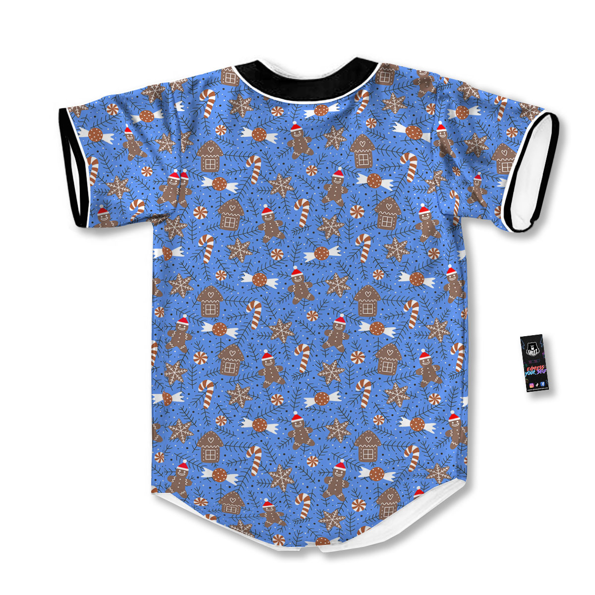 Gingerbread Man Christmas Print Pattern Baseball Jersey-grizzshop