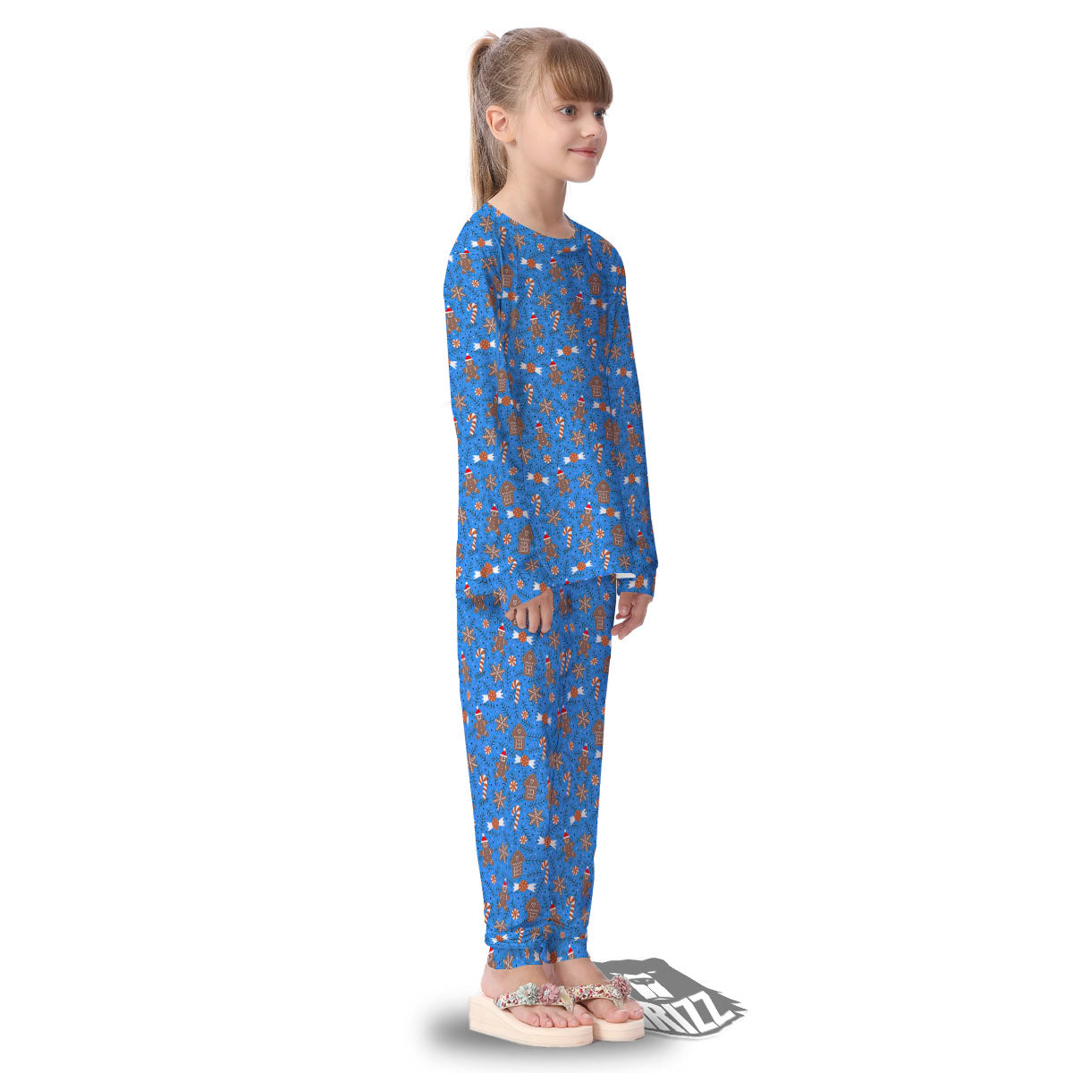 Gingerbread Man Christmas Print Pattern Kid's Pajamas-grizzshop