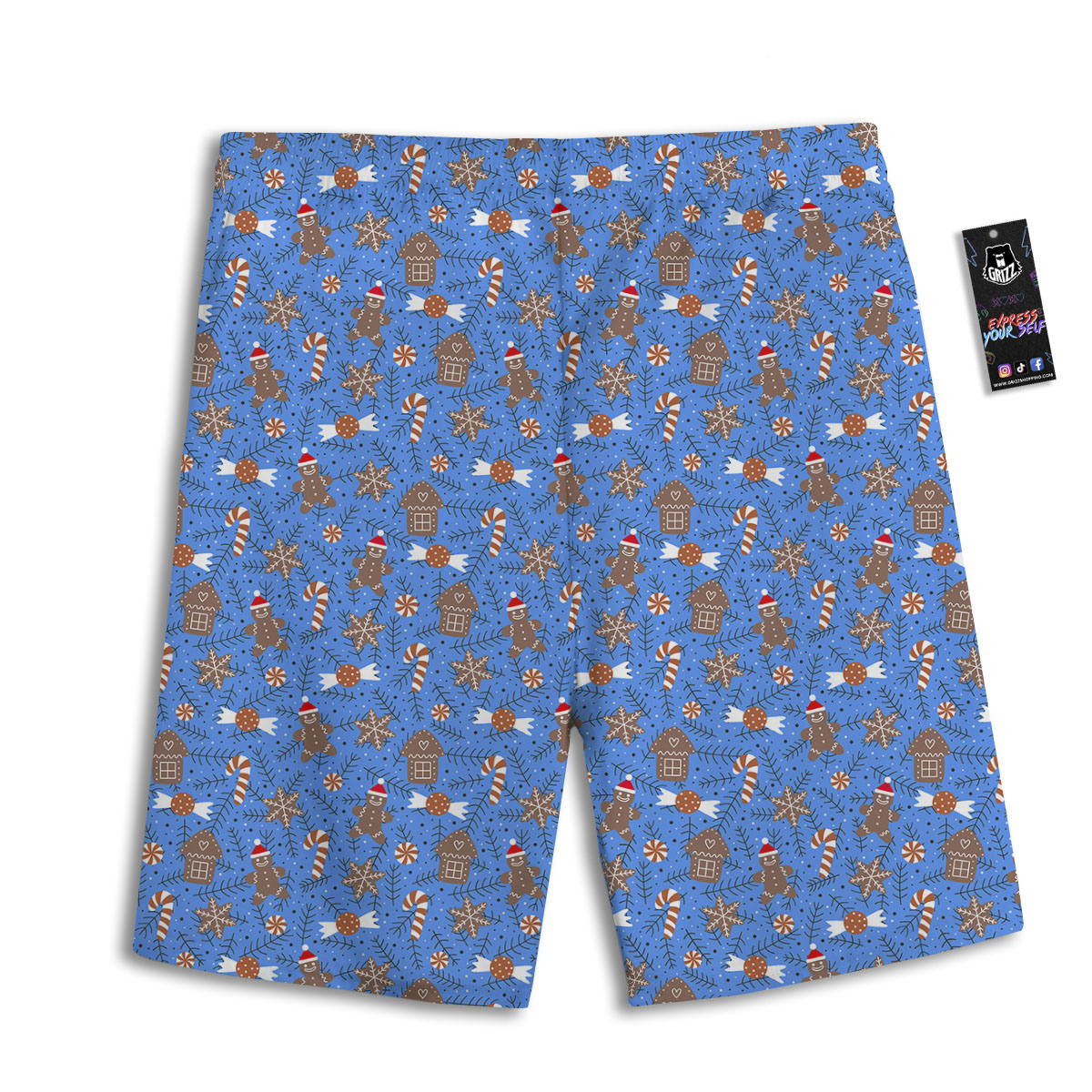 Gingerbread Man Christmas Print Pattern Men's Athletic Shorts