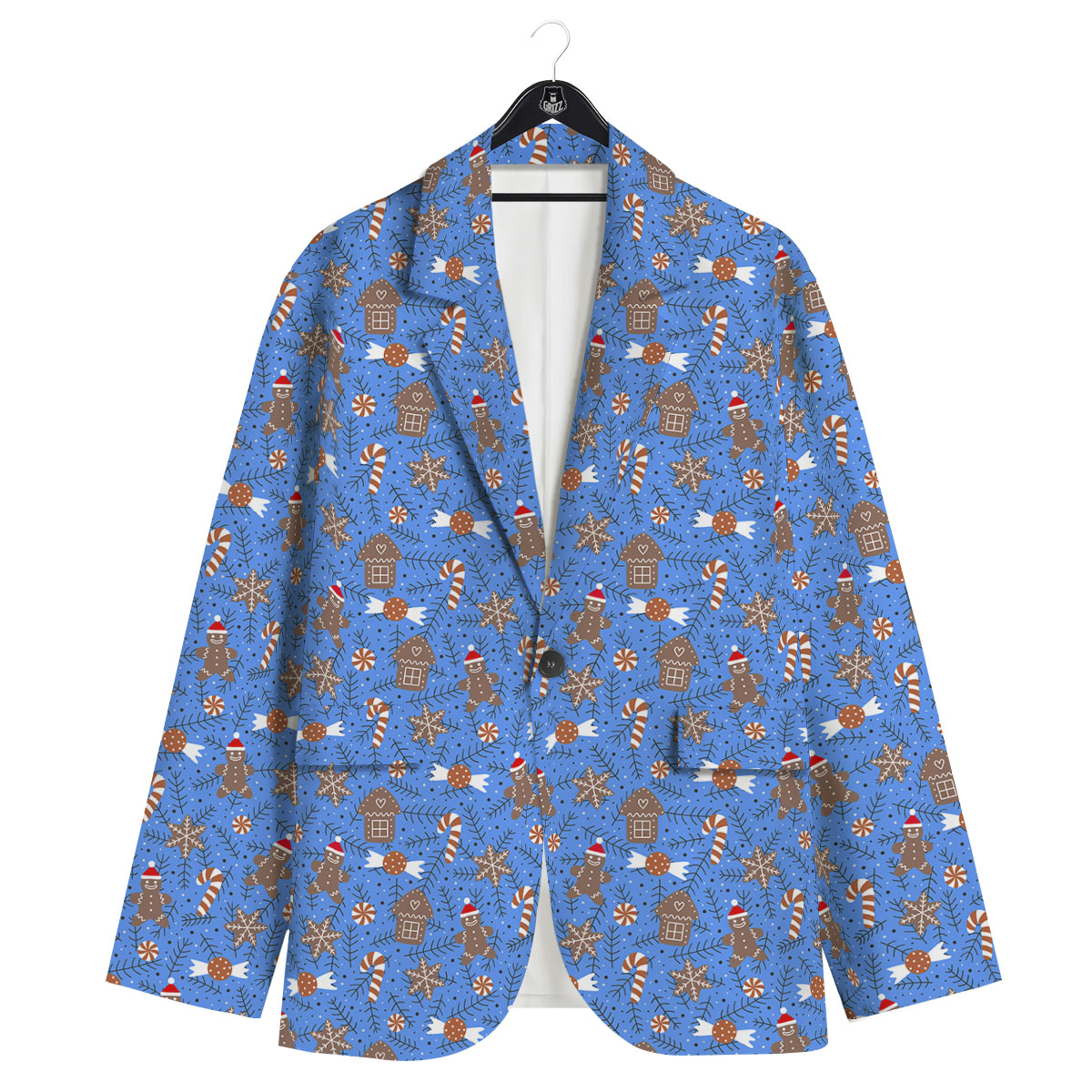 Gingerbread Man Christmas Print Pattern Men's Sport Coat-grizzshop