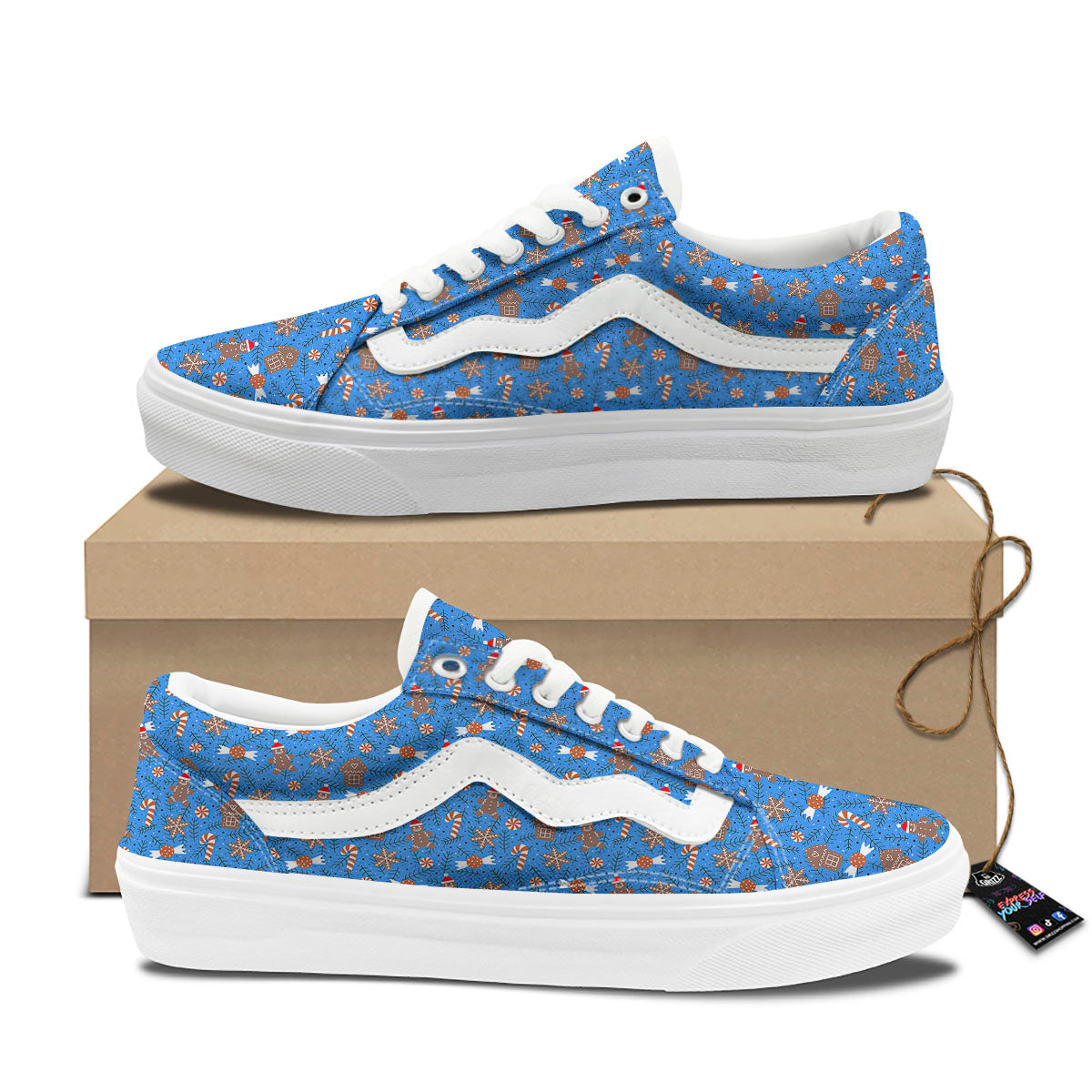 Gingerbread Man Christmas Print Pattern Skate Shoes-grizzshop