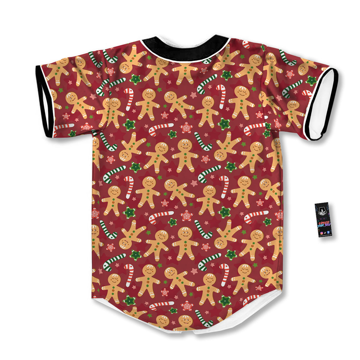Gingerbread Man Cute Print Pattern Baseball Jersey-grizzshop