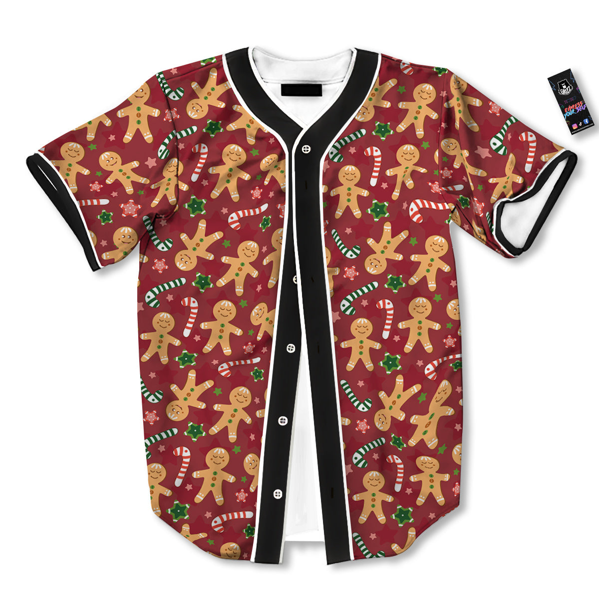 Gingerbread Man Cute Print Pattern Baseball Jersey-grizzshop