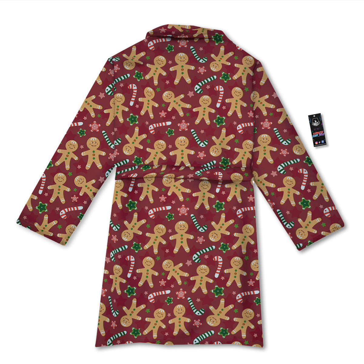 Gingerbread Man Cute Print Pattern Bathrobe-grizzshop