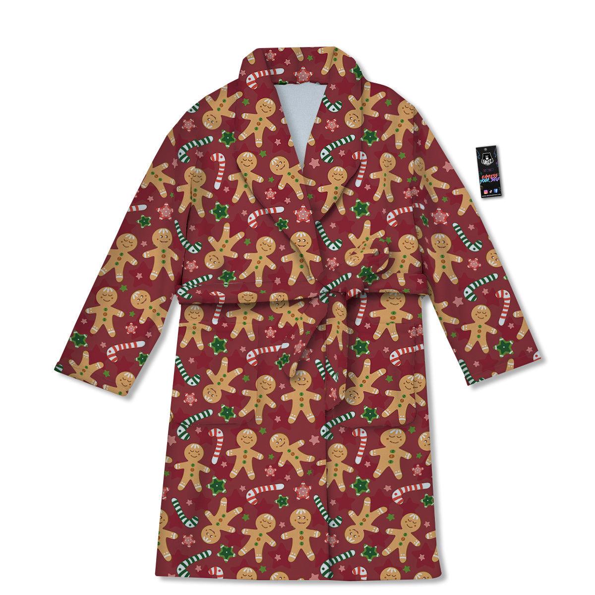 Gingerbread Man Cute Print Pattern Bathrobe-grizzshop