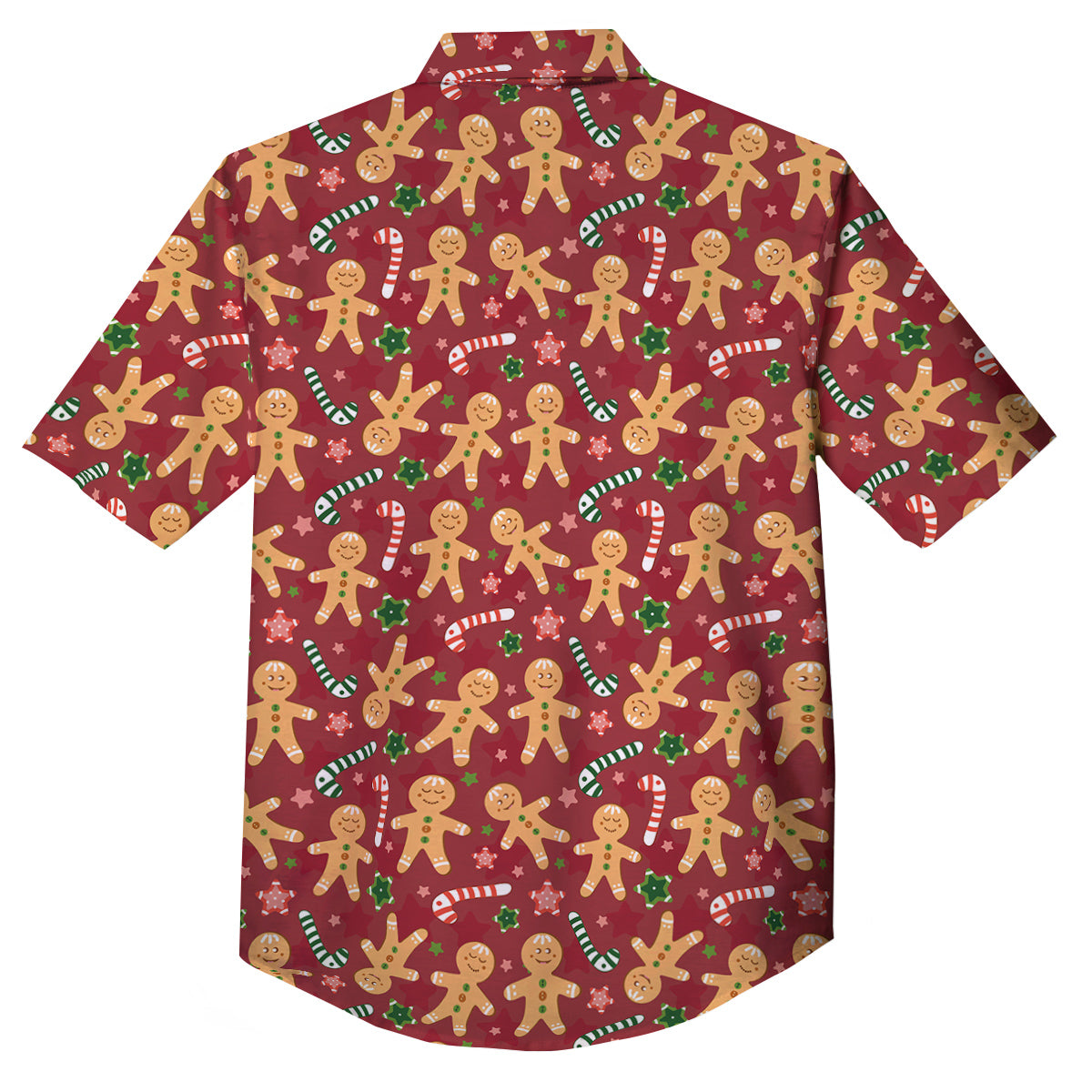 Gingerbread Man Cute Print Pattern Button Up Shirt-grizzshop