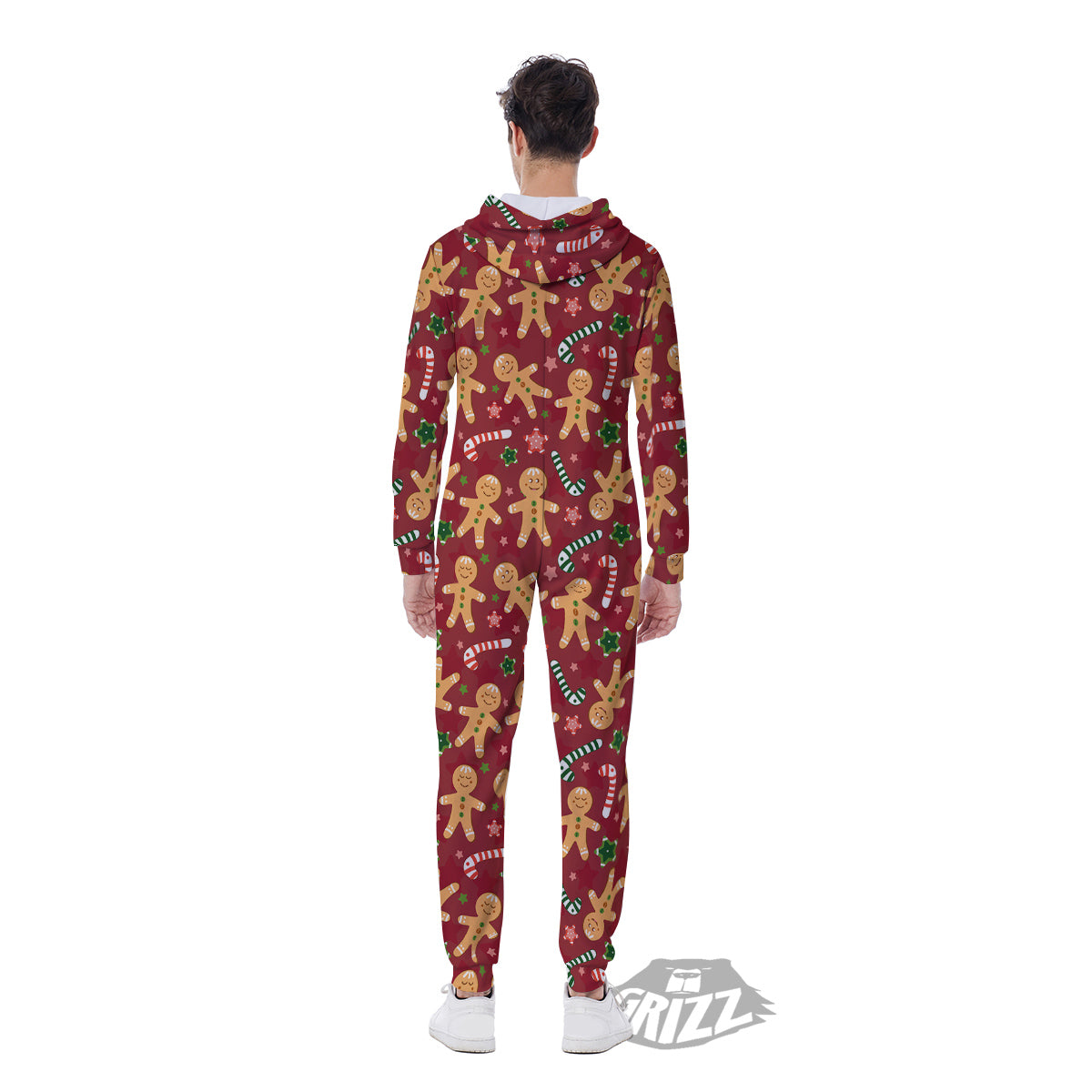 Gingerbread Man Cute Print Pattern Men's Jumpsuit-grizzshop