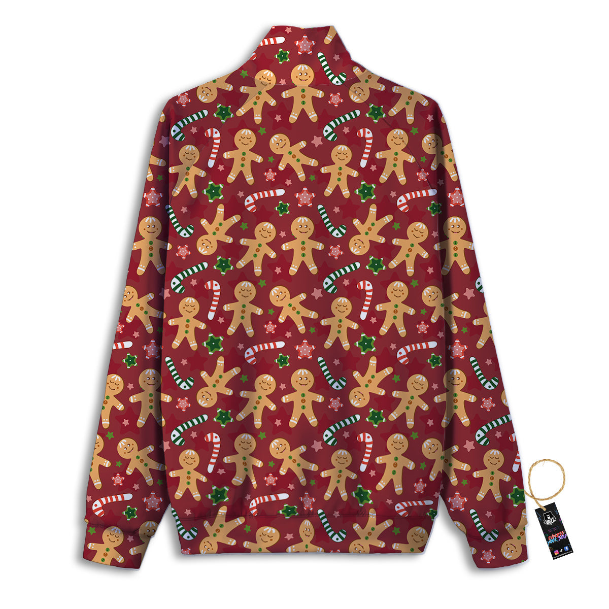 Gingerbread Man Cute Print Pattern Track Jacket-grizzshop