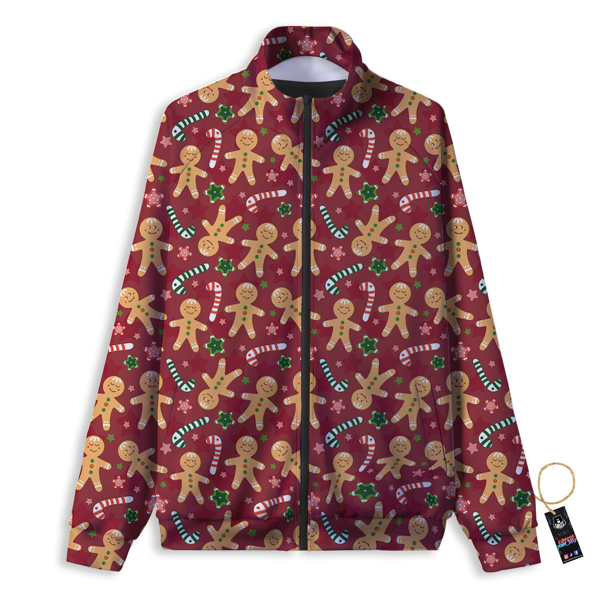 Gingerbread Man Cute Print Pattern Track Jacket-grizzshop