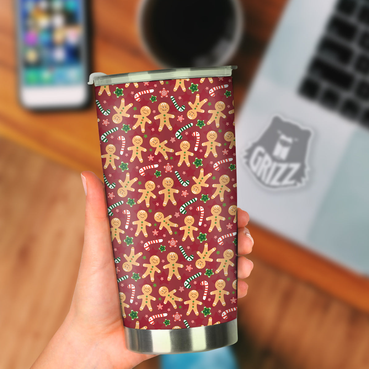 Gingerbread Man Cute Print Pattern Tumbler-grizzshop