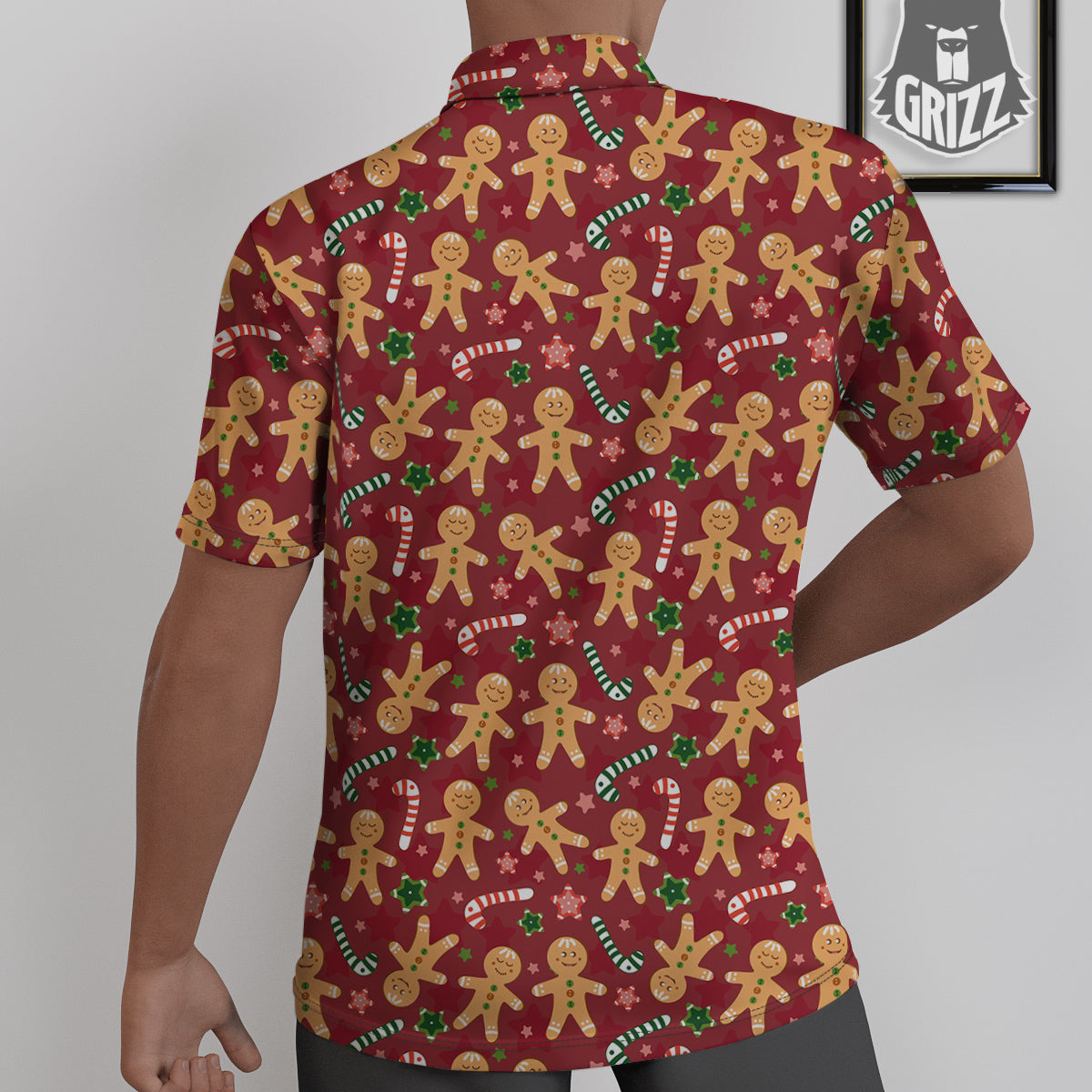 Gingerbread Man Cute Print Pattern Untucked Shirts-grizzshop