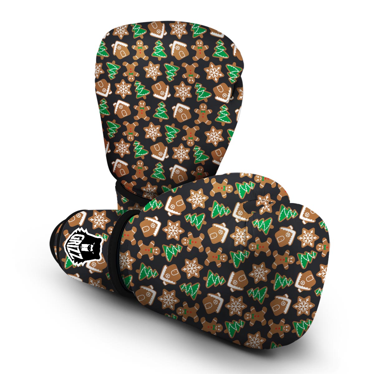 Gingerbread Man Pattern Print Chirstmas Boxing Gloves-grizzshop