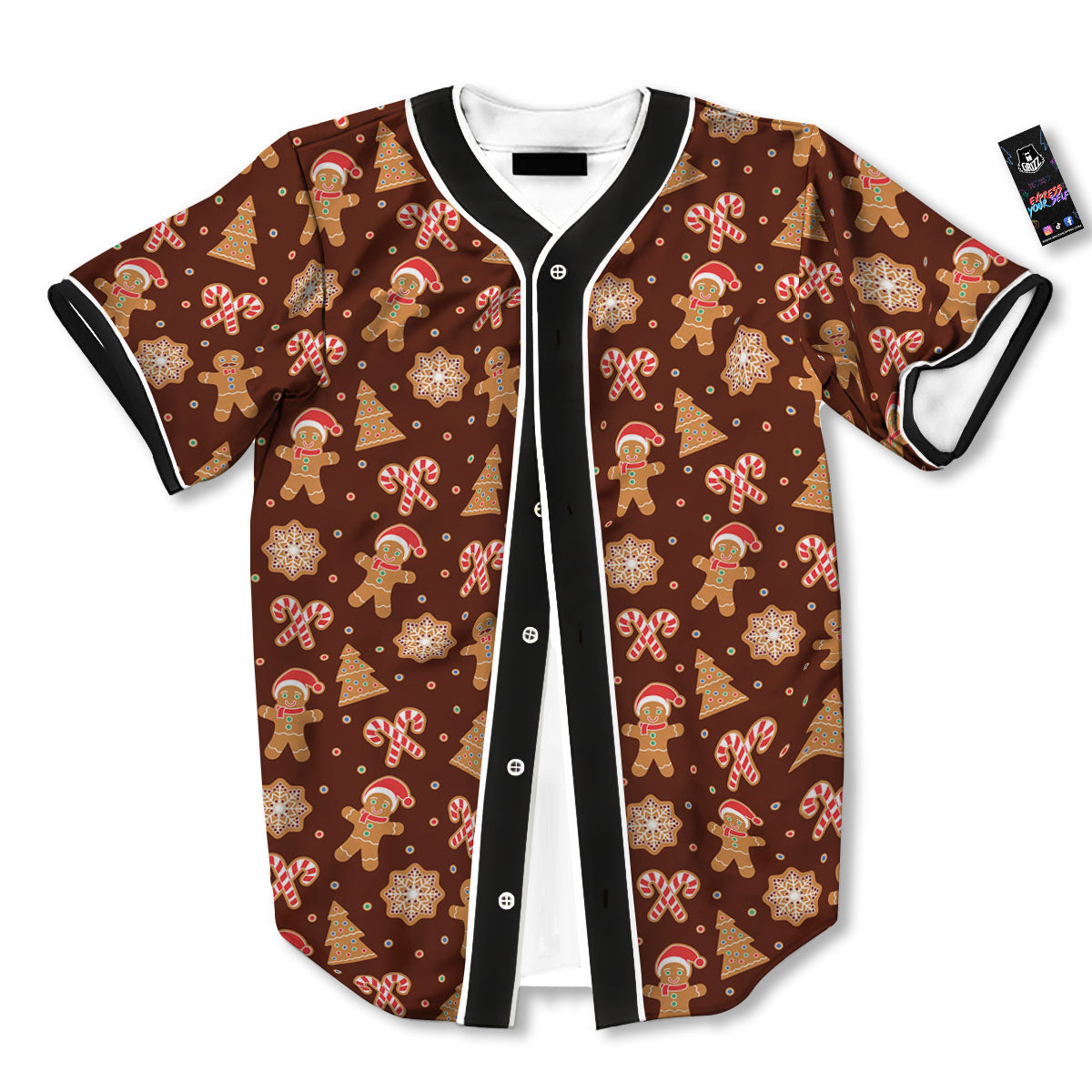 Gingerbread Man Print Pattern Baseball Jersey-grizzshop