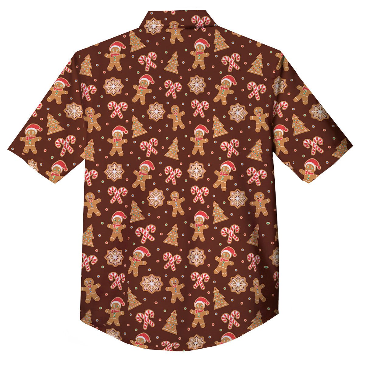 Gingerbread Man Print Pattern Button Up Shirt-grizzshop