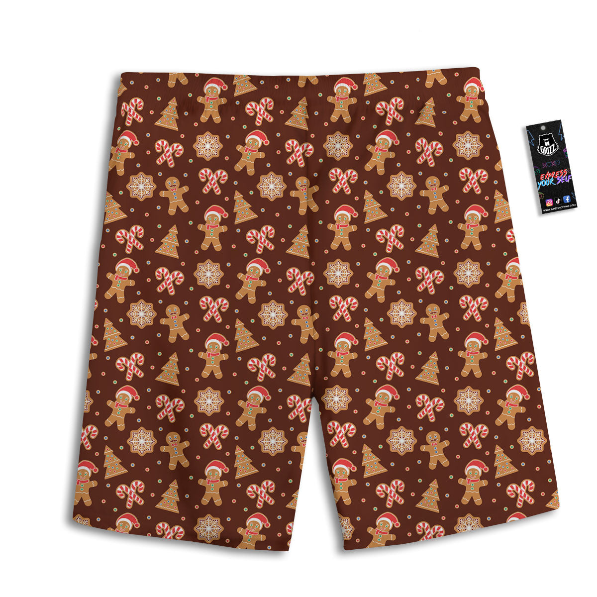 Gingerbread Man Print Pattern Men's Athletic Shorts