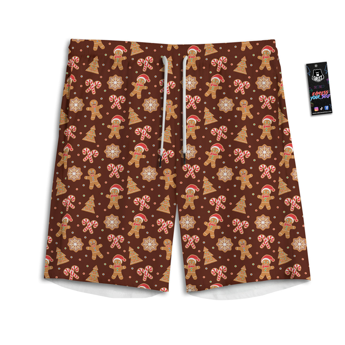 Gingerbread Man Print Pattern Men's Athletic Shorts