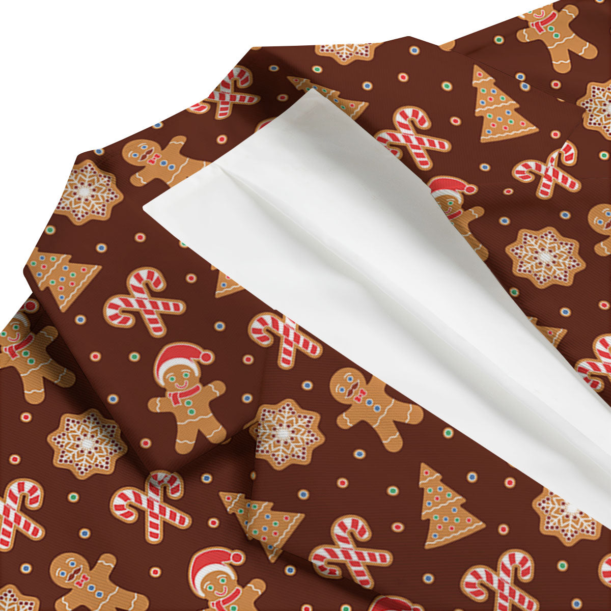 Gingerbread Man Print Pattern Men's Blazer-grizzshop
