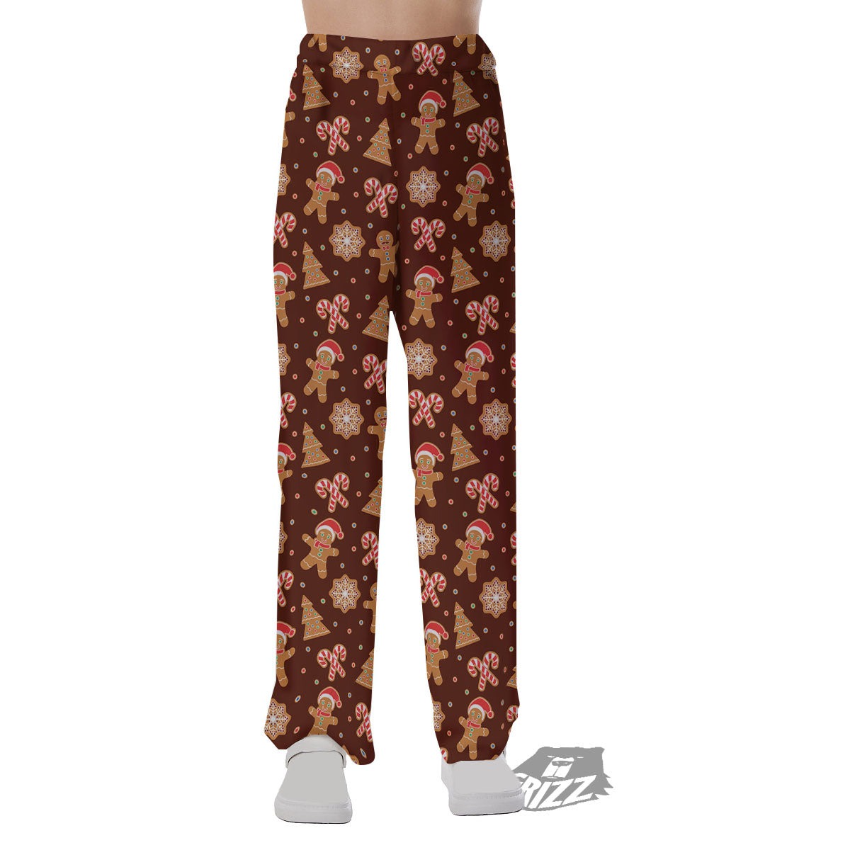 Gingerbread Man Print Pattern Pajama Pants-grizzshop