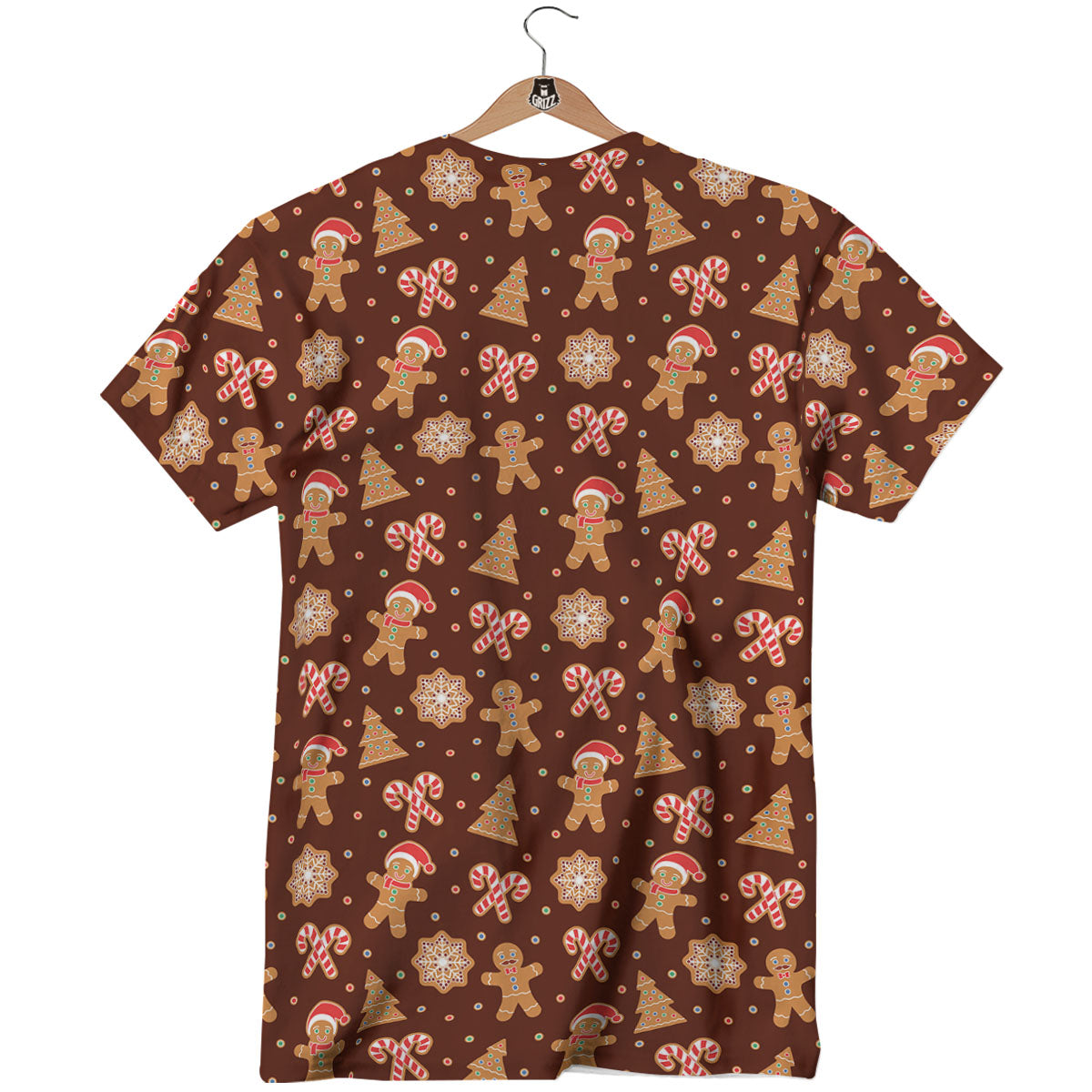 Gingerbread Man Print Pattern T-Shirt-grizzshop