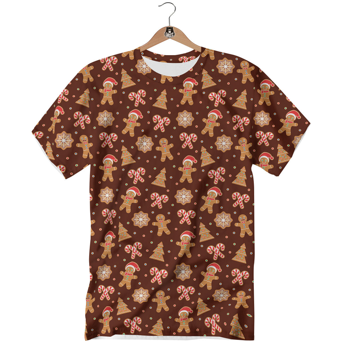 Gingerbread Man Print Pattern T-Shirt-grizzshop