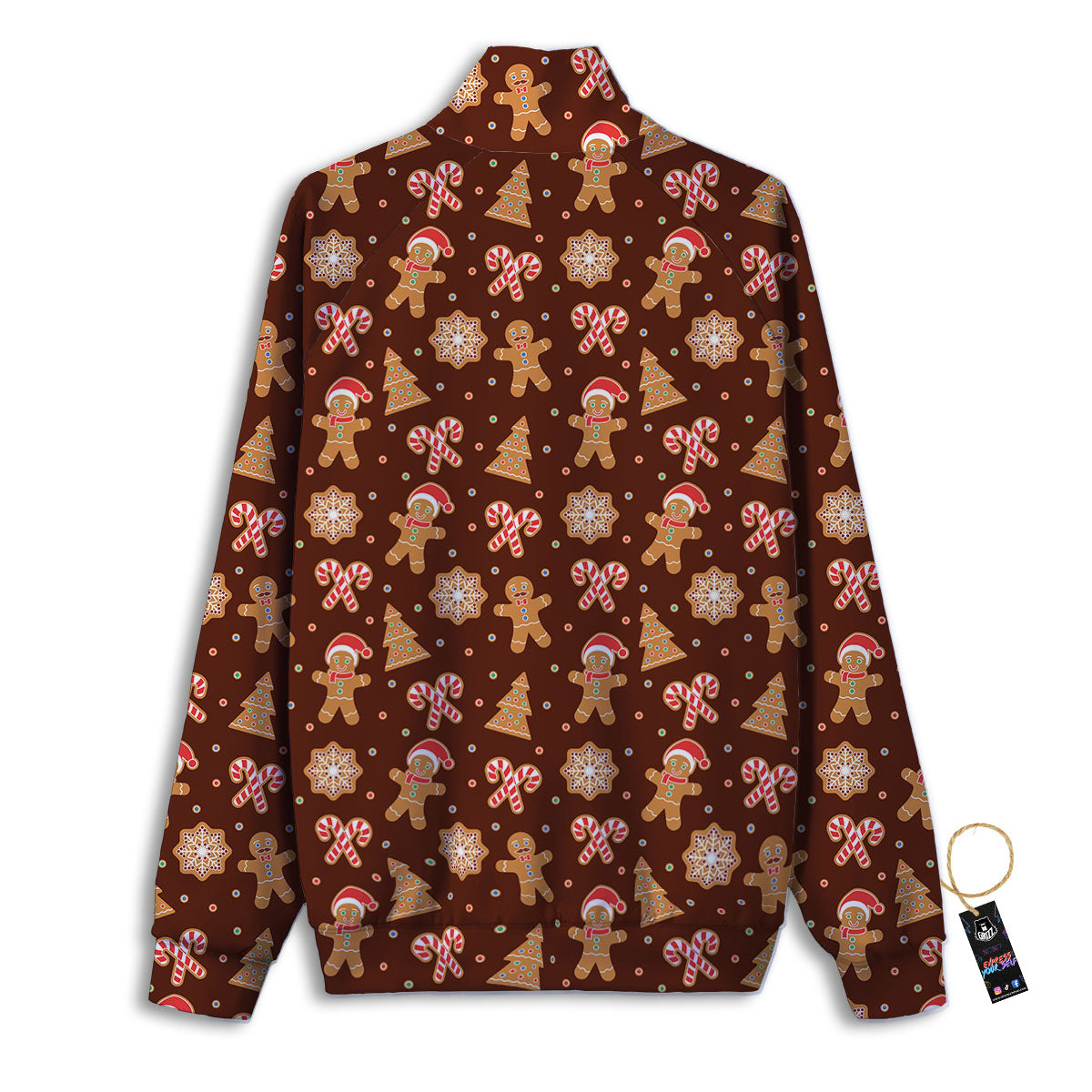 Gingerbread Man Print Pattern Track Jacket-grizzshop