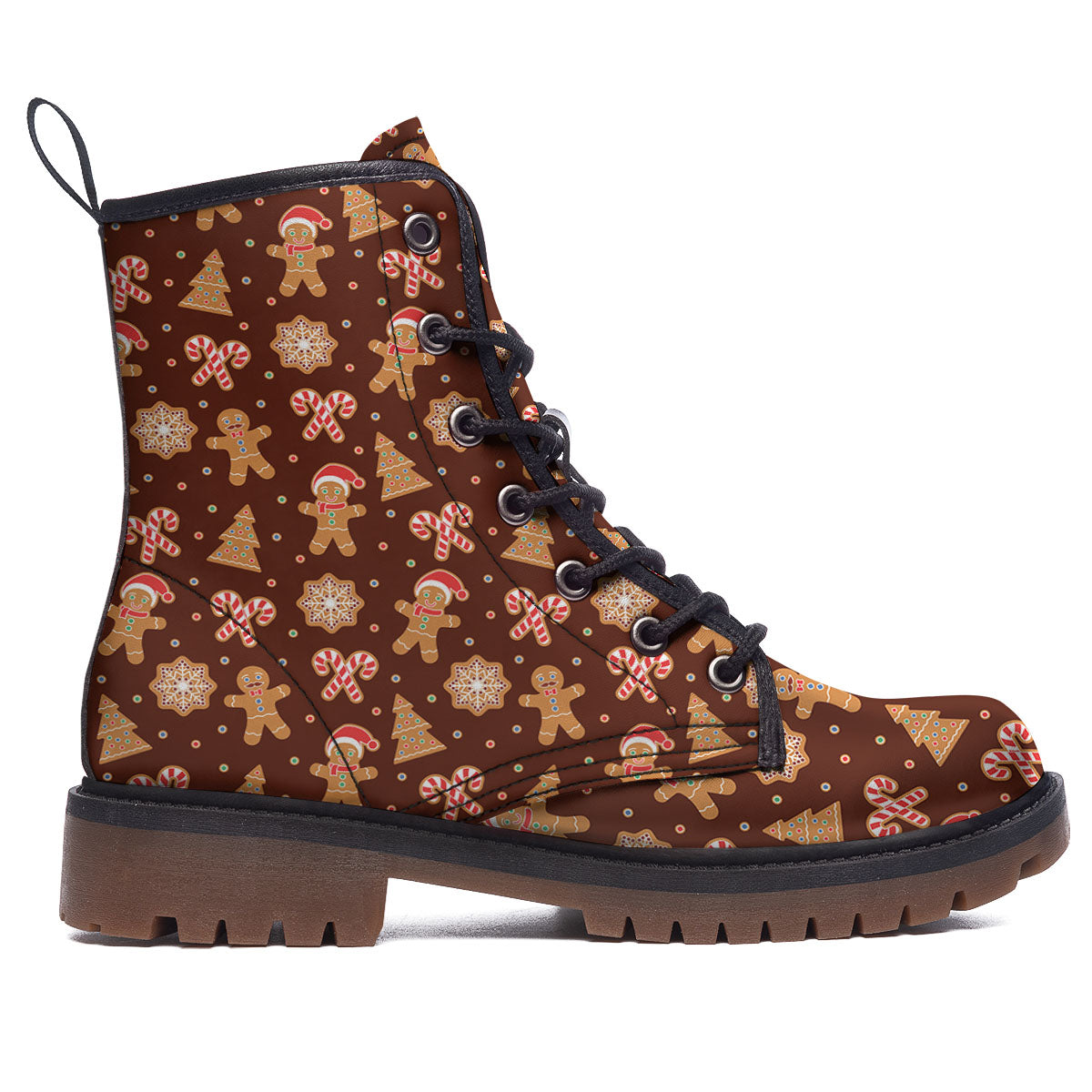 Gingerbread Man Print Pattern Work Boots-grizzshop