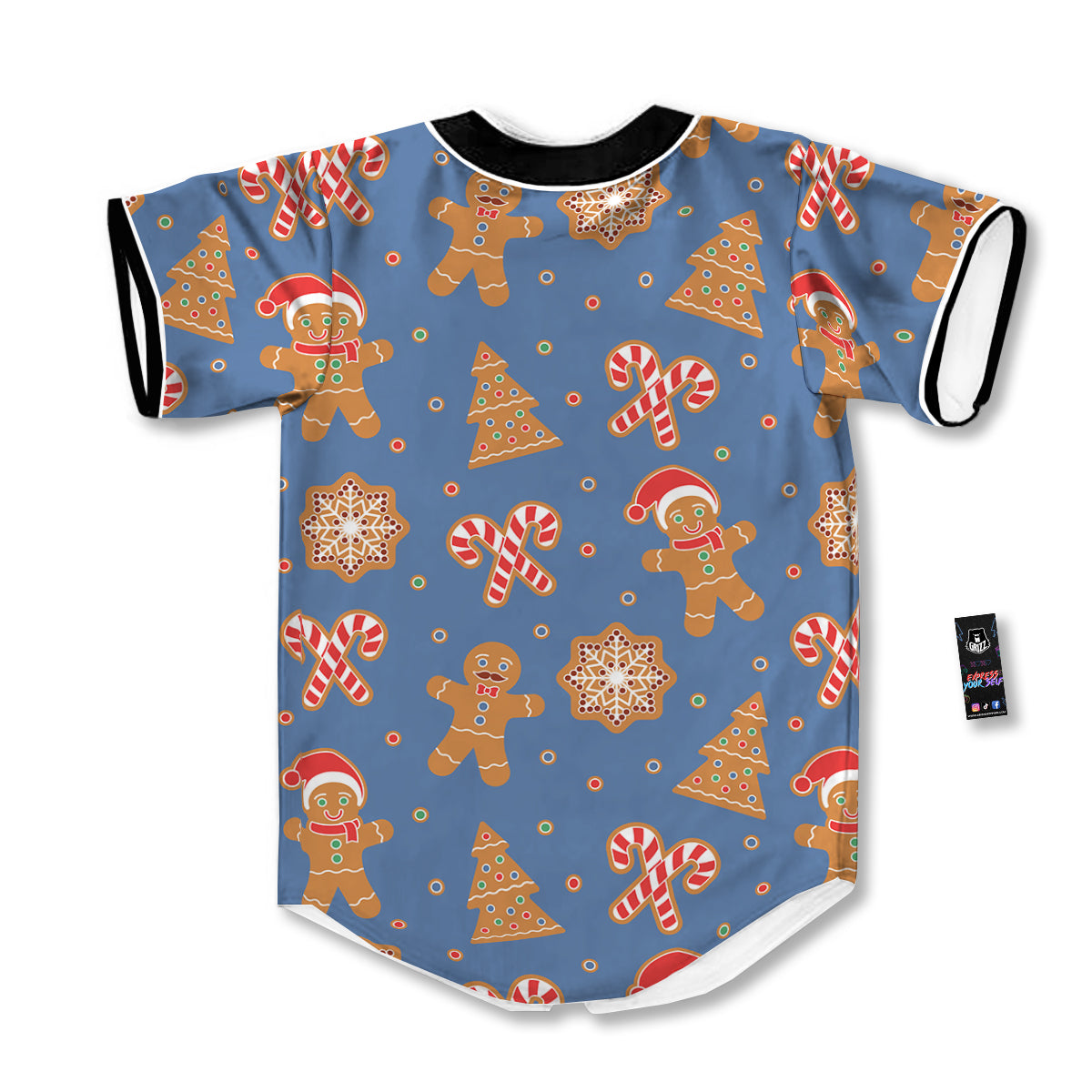 Gingerbread Man Xmas Print Pattern Baseball Jersey-grizzshop