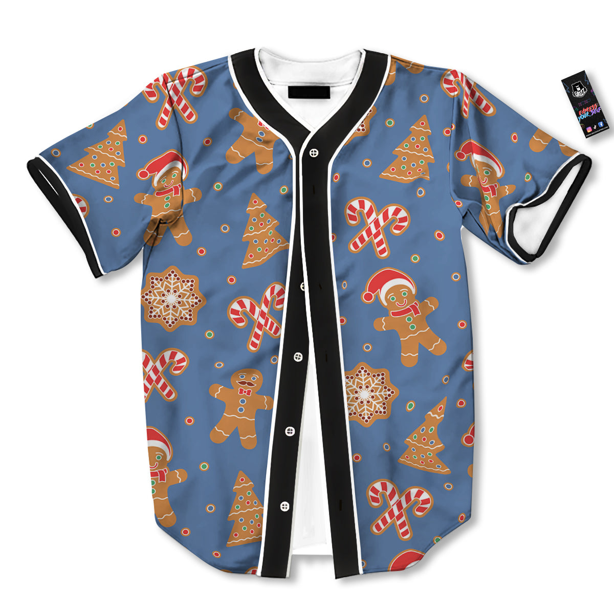 Gingerbread Man Xmas Print Pattern Baseball Jersey-grizzshop