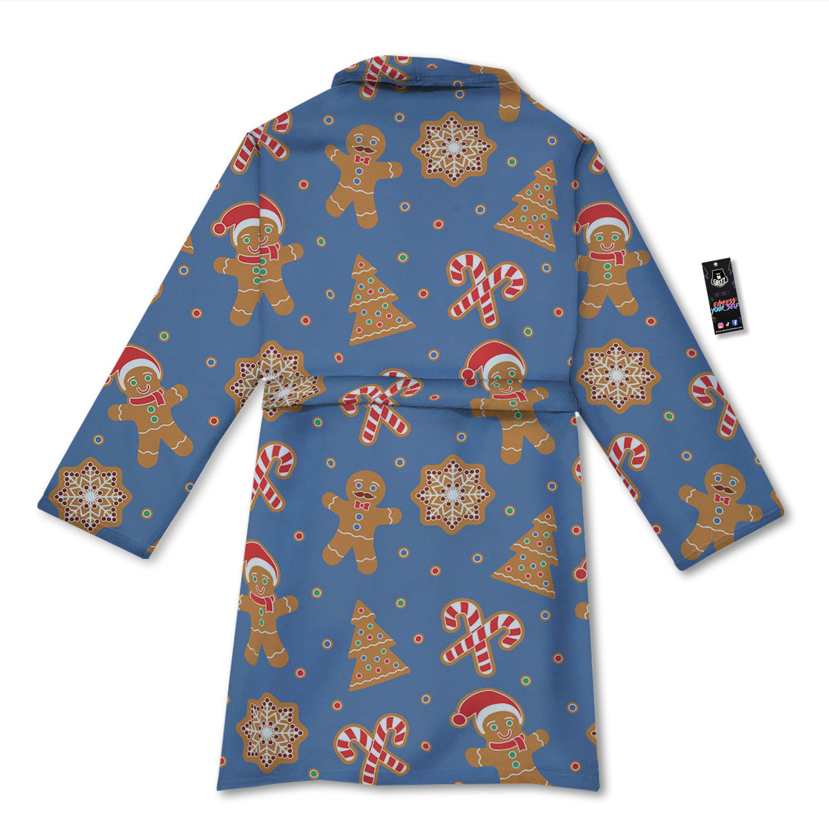 Gingerbread Man Xmas Print Pattern Bathrobe-grizzshop
