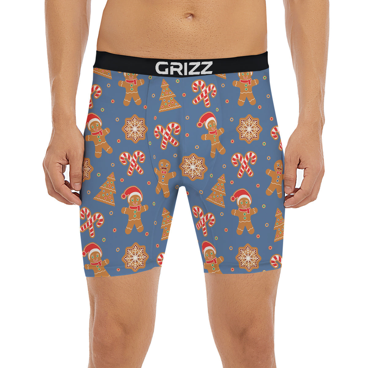 Gingerbread Man Xmas Print Pattern Boxer Briefs-grizzshop