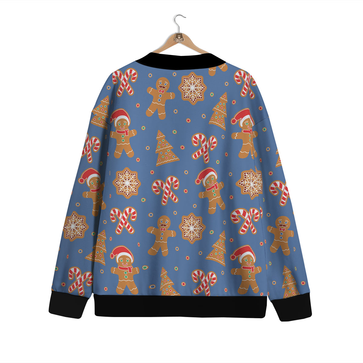 Gingerbread Man Xmas Print Pattern Cardigan-grizzshop