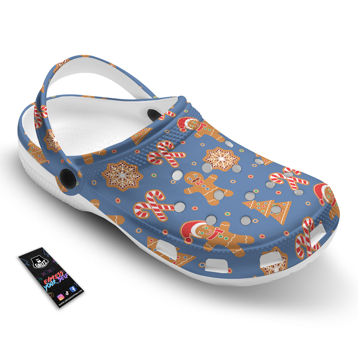 Gingerbread Man Xmas Print Pattern Clog-grizzshop