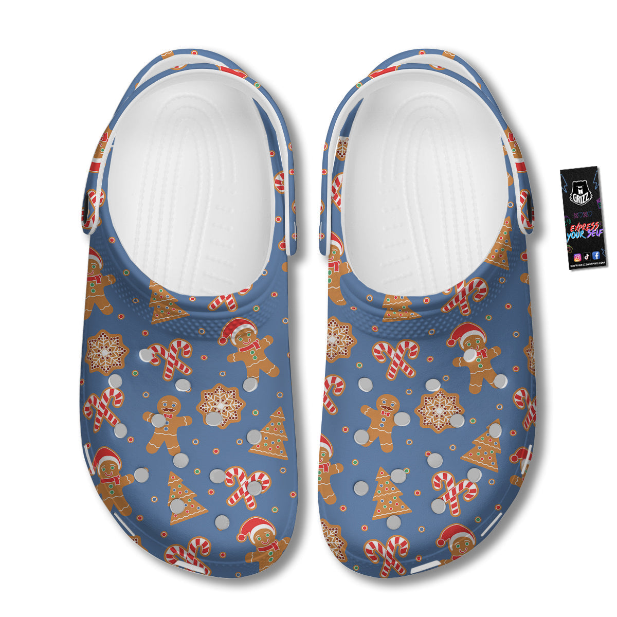 Gingerbread Man Xmas Print Pattern Clog-grizzshop