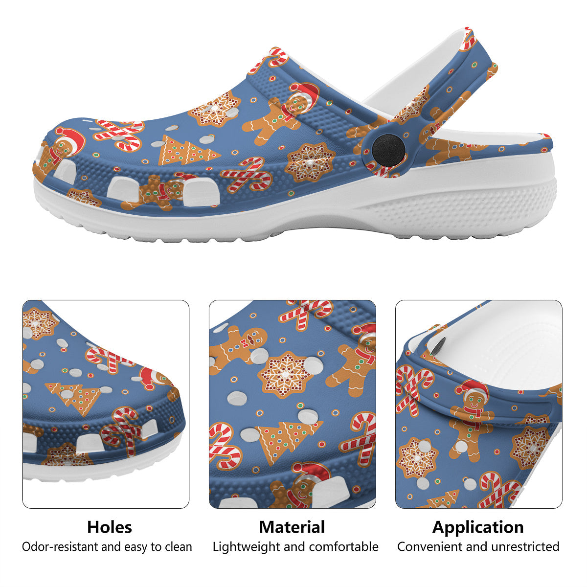 Gingerbread Man Xmas Print Pattern Clog-grizzshop