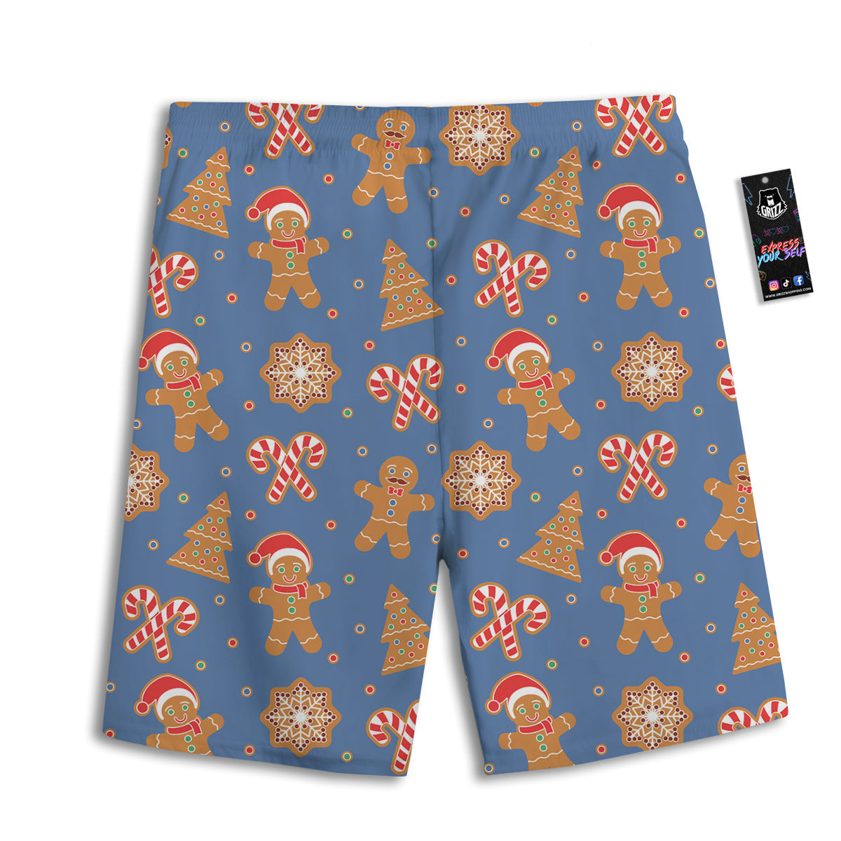 Gingerbread Man Xmas Print Pattern Men's Athletic Shorts