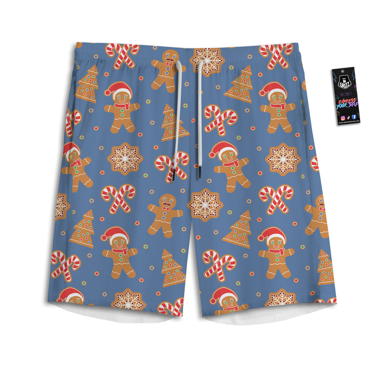 Gingerbread Man Xmas Print Pattern Men's Athletic Shorts