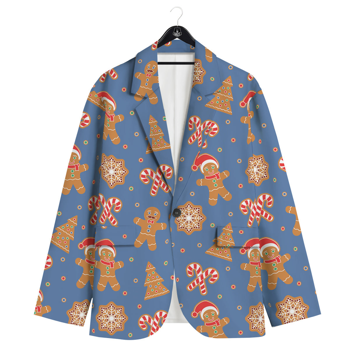 Gingerbread Man Xmas Print Pattern Men's Sport Coat-grizzshop